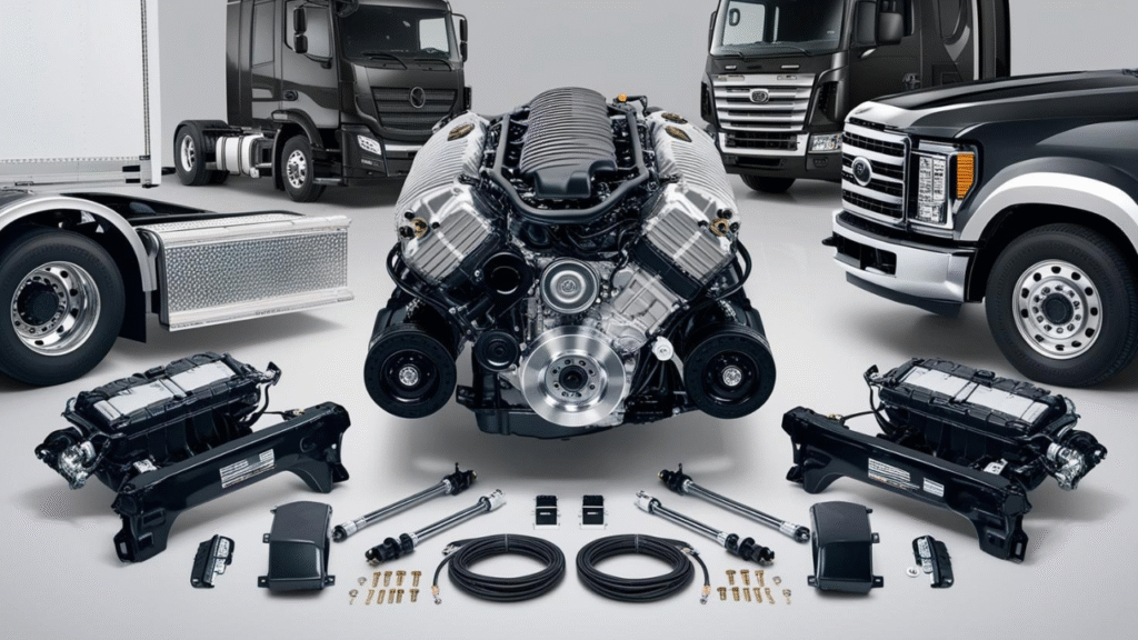 Automotive Spare Parts: Engine components, suspension parts, braking systems, and electrical accessories for trucks, commercial vehicles, and passenger cars.